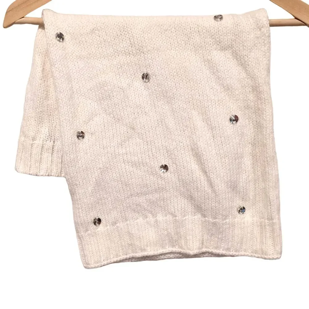 Victoria's Secret Knit Scarf Neck Warmer White Rhinestones Preppy Girlie Ski
